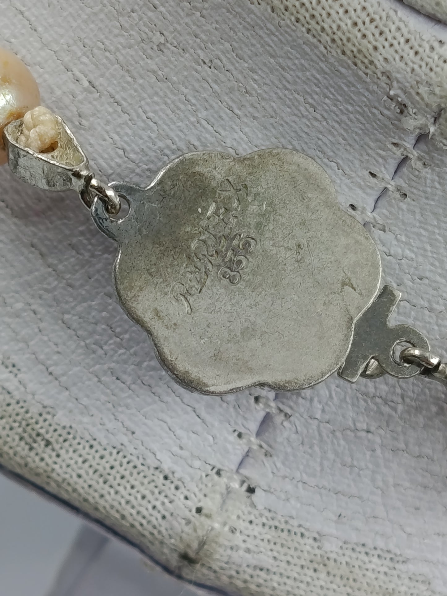 Vintage Perlenkette Cremefarben Mit 835 Silberverschluss