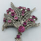 Vintage Brosche Mit Pinken Strasssteinen Und Perlendekor