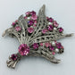 Vintage Brosche Mit Pinken Strasssteinen Und Perlendekor