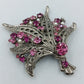 Vintage Brosche Mit Pinken Strasssteinen Und Perlendekor