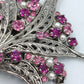 Vintage Brosche Mit Pinken Strasssteinen Und Perlendekor