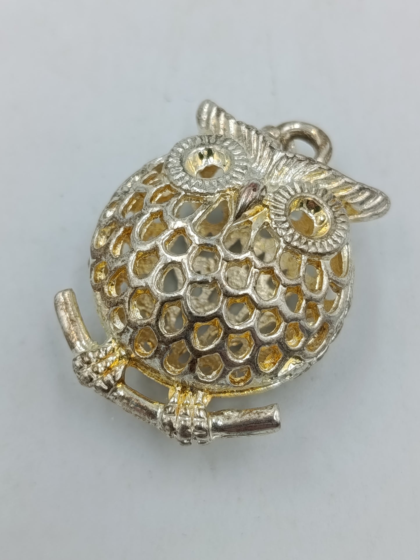 Vintage Eulen Anhänger 925 Silber Filigran Tiermotiv