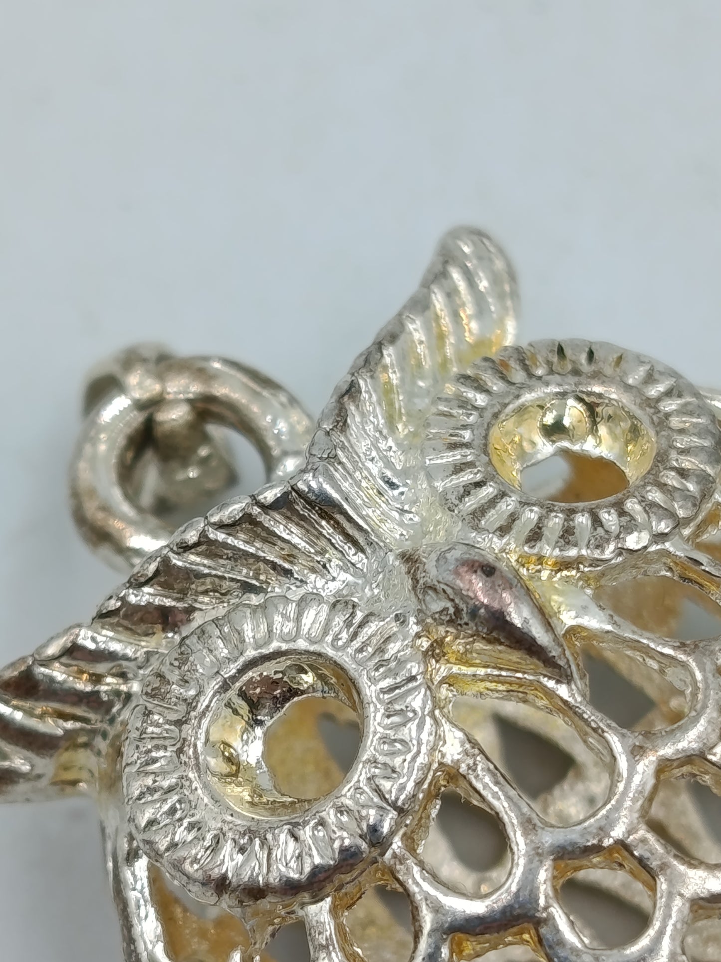 Vintage Eulen Anhänger 925 Silber Filigran Tiermotiv