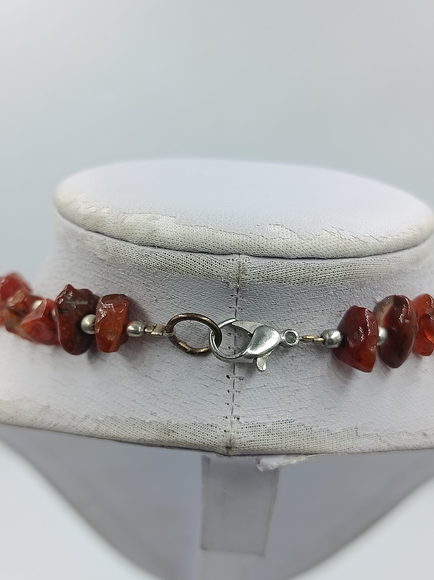 Vintage Karneol Edelstein Kette Orange Naturstein Collier