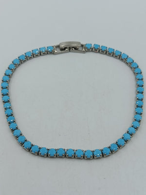 Vintage Tennisarmband Türkis Blau Silberfarben Elegant