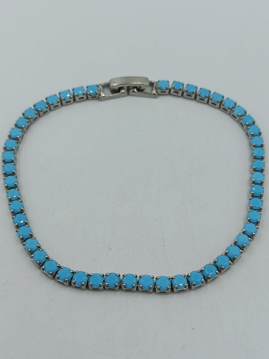 Vintage Tennisarmband Türkis Blau Silberfarben Elegant