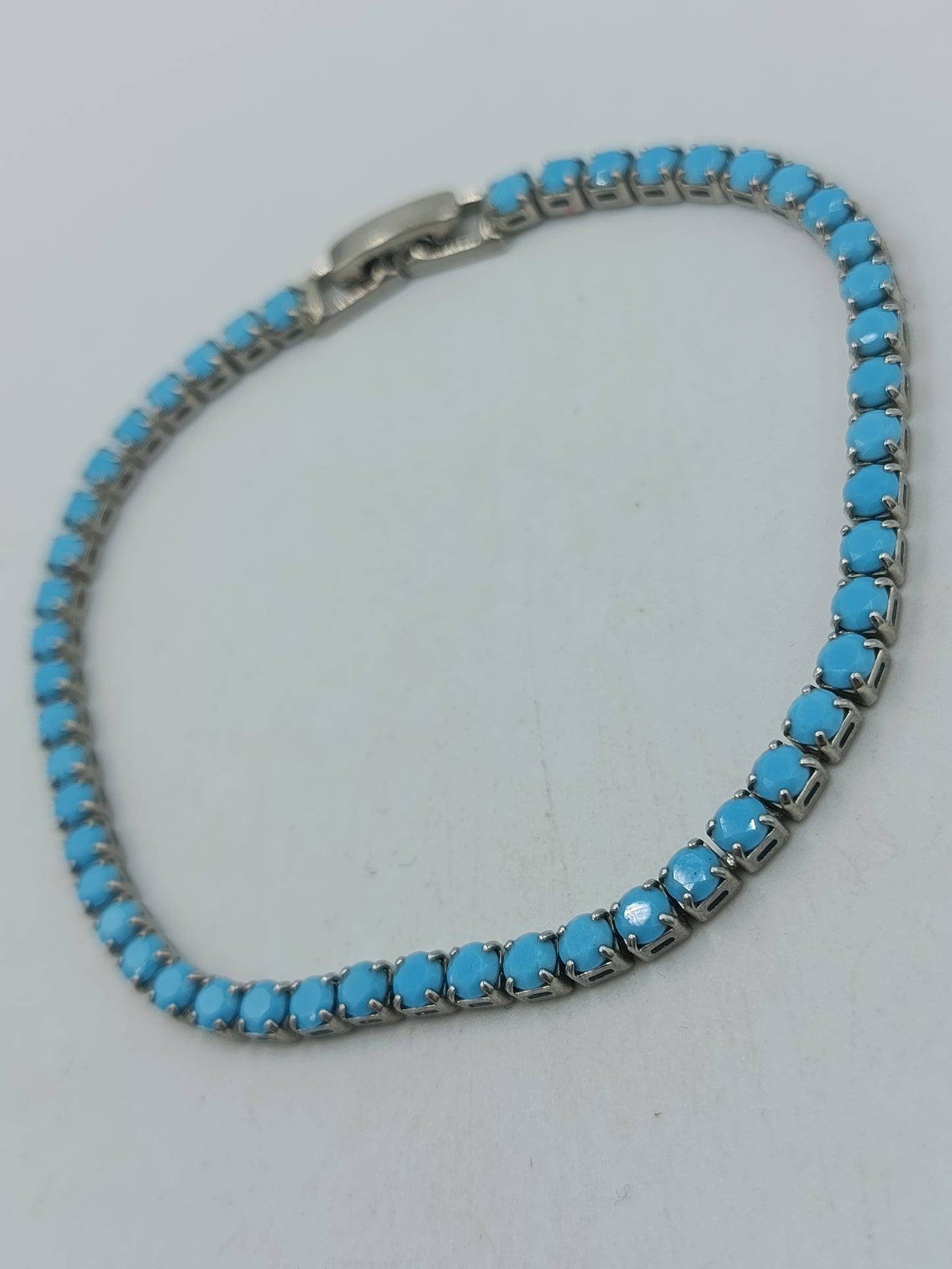 Vintage Tennisarmband Türkis Blau Silberfarben Elegant