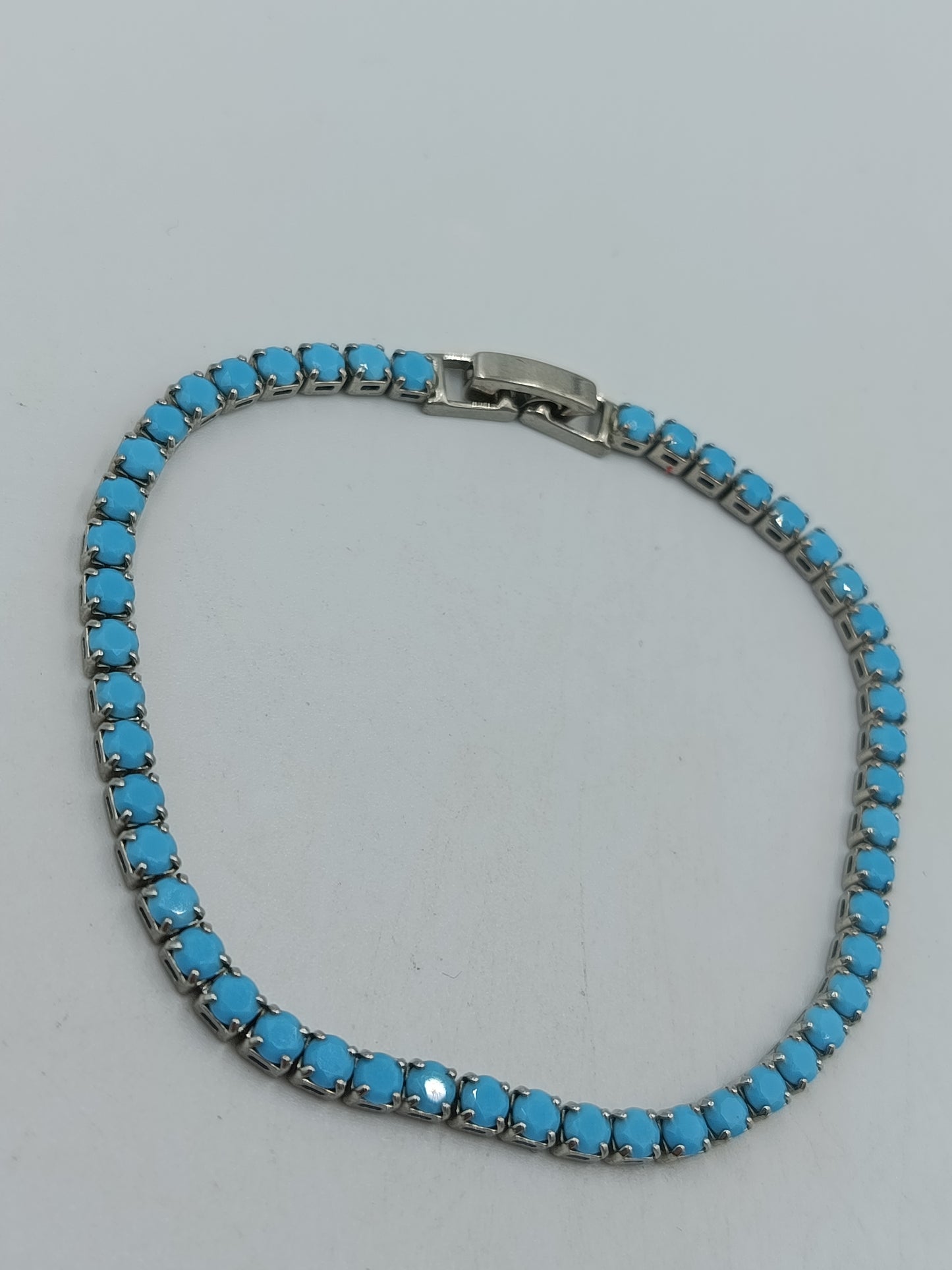 Vintage Tennisarmband Türkis Blau Silberfarben Elegant