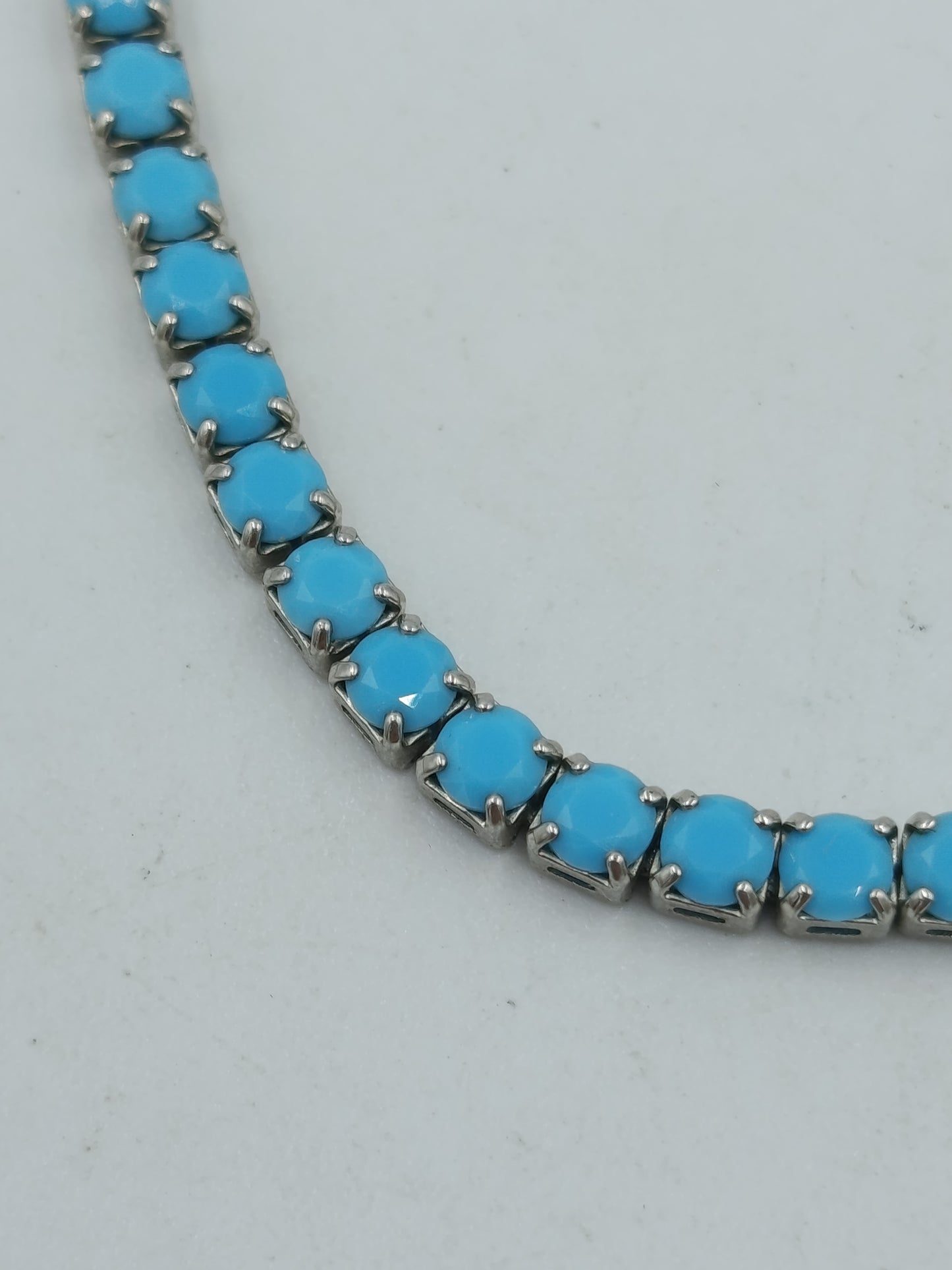 Vintage Tennisarmband Türkis Blau Silberfarben Elegant