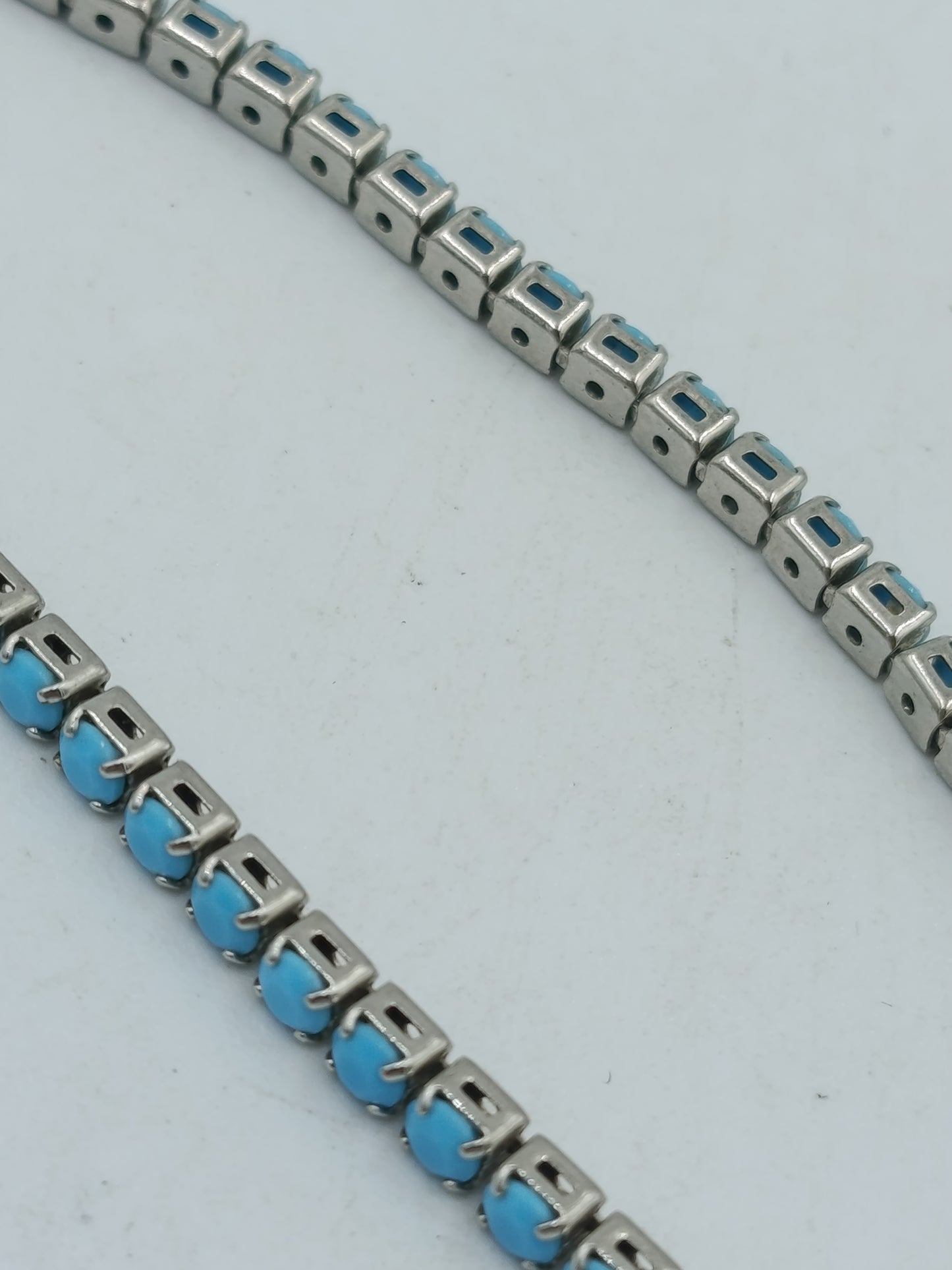 Vintage Tennisarmband Türkis Blau Silberfarben Elegant