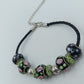 Vintage Charm Armband Leder Glasperlen Rosen Strass