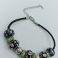 Vintage Charm Armband Leder Glasperlen Rosen Strass