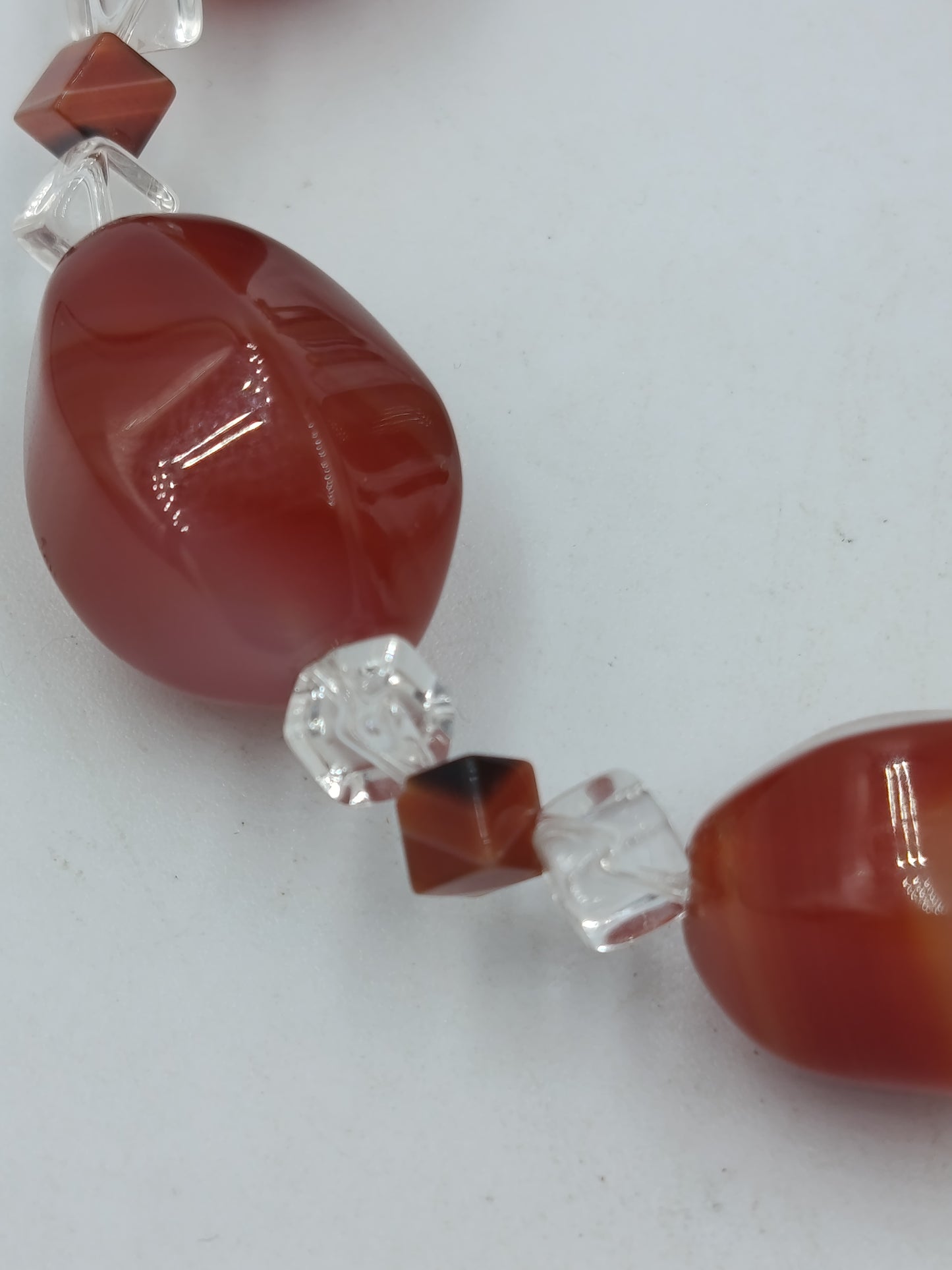 Vintage Armband Achat Glas Kristall Perlen Orange Braun