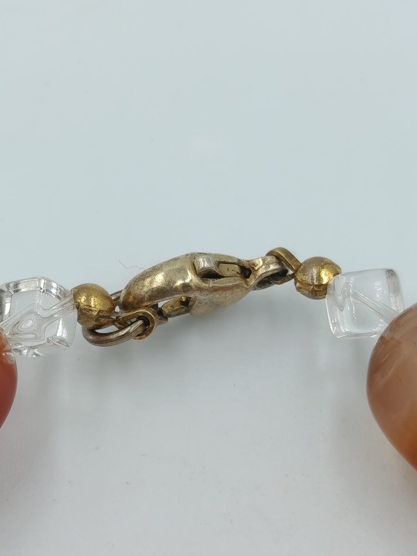 Vintage Armband Achat Glas Kristall Perlen Orange Braun