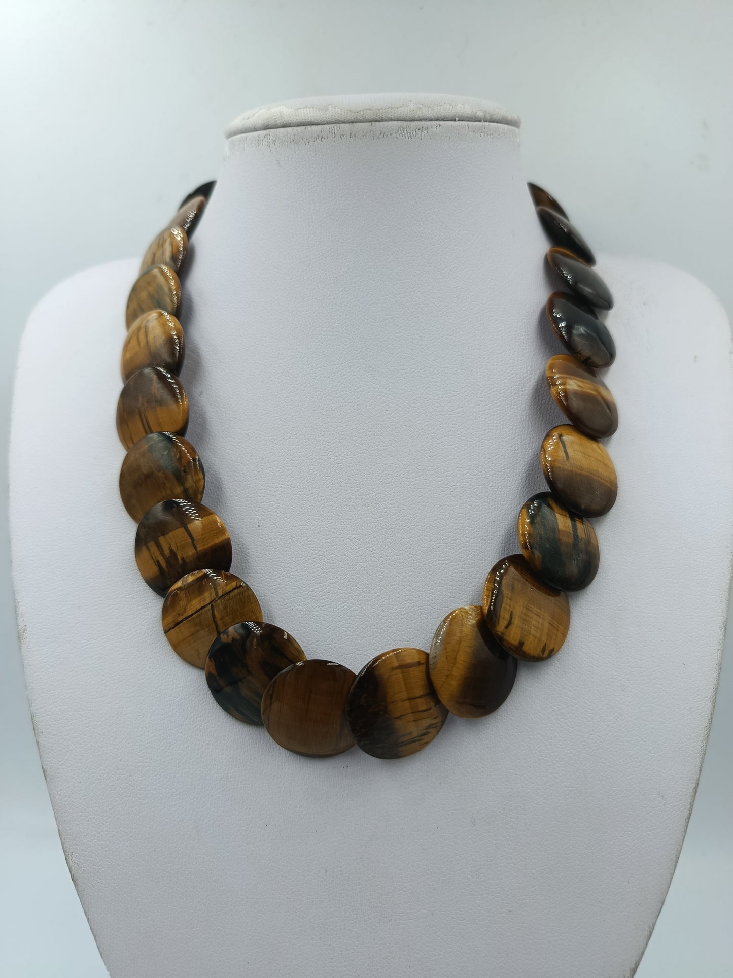 Vintage Tigerauge Kette Braun Schwarz Statement Collier