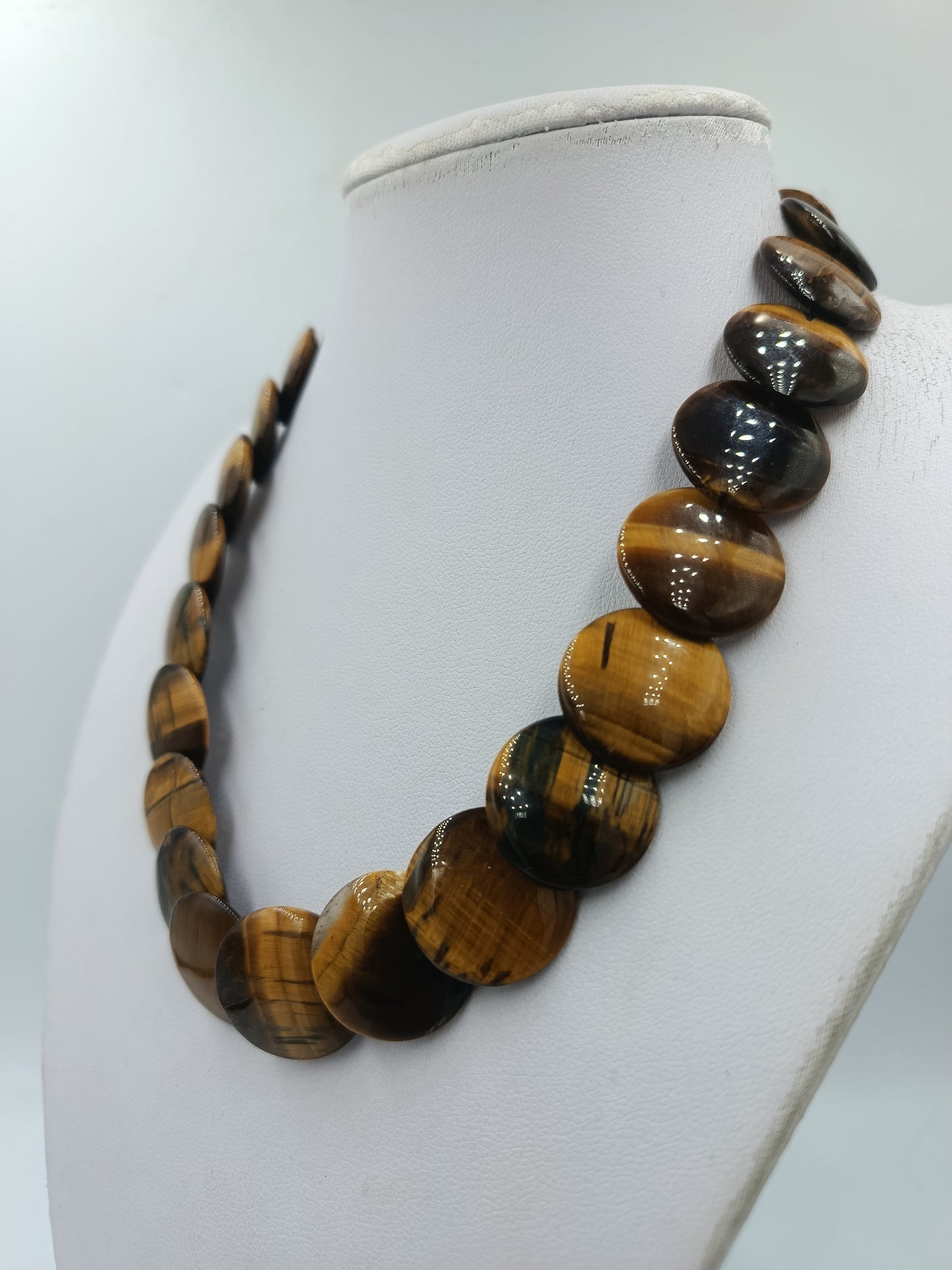 Vintage Tigerauge Kette Braun Schwarz Statement Collier
