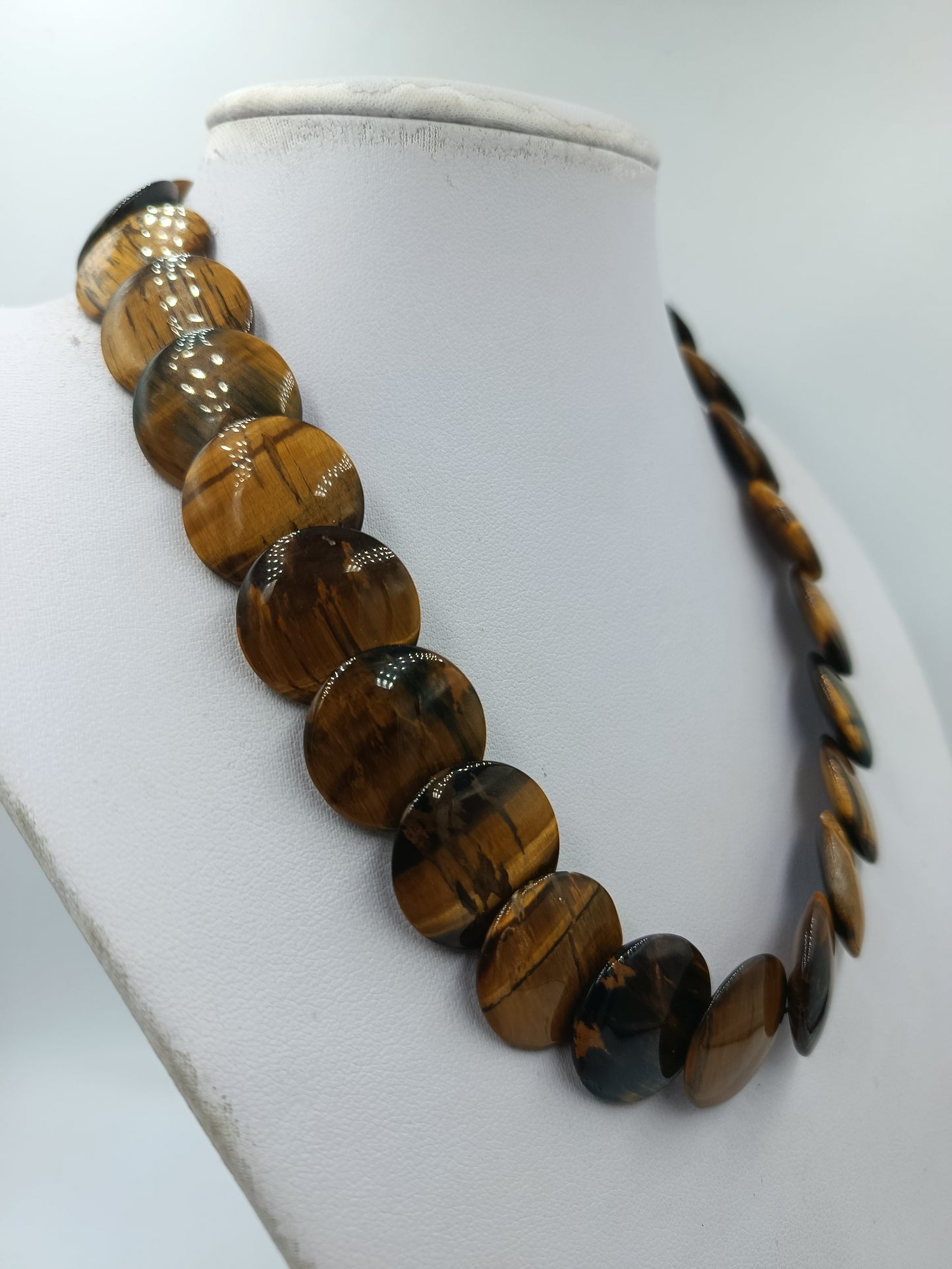 Vintage Tigerauge Kette Braun Schwarz Statement Collier