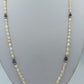 Vintage Perlenkette Weiss Lila Schmucksteine Elegant