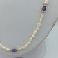 Vintage Perlenkette Weiss Lila Schmucksteine Elegant