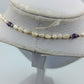 Vintage Perlenkette Weiss Lila Schmucksteine Elegant