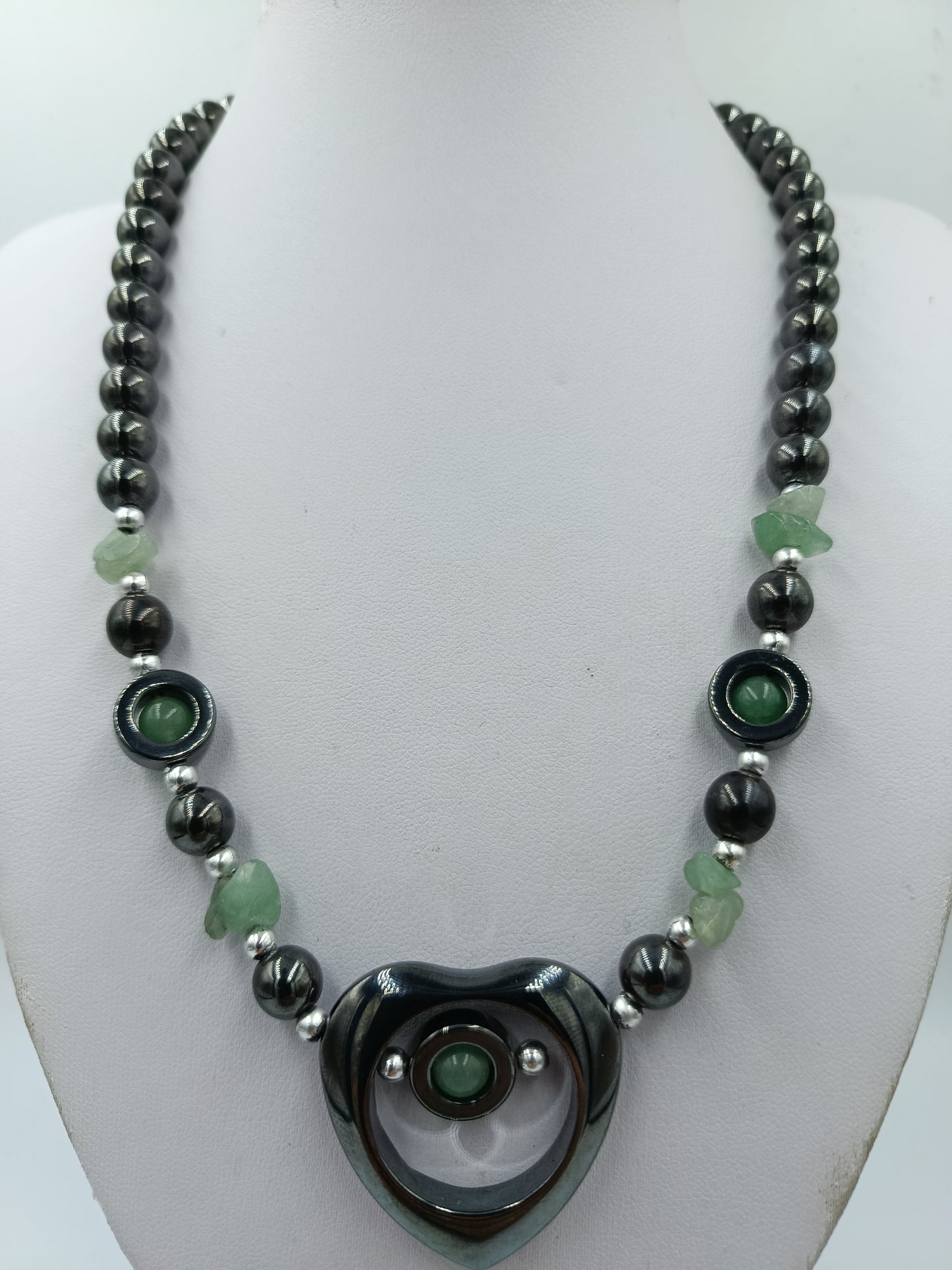 Vintage Statement Kette Hematit Gruen Schmuck Collier