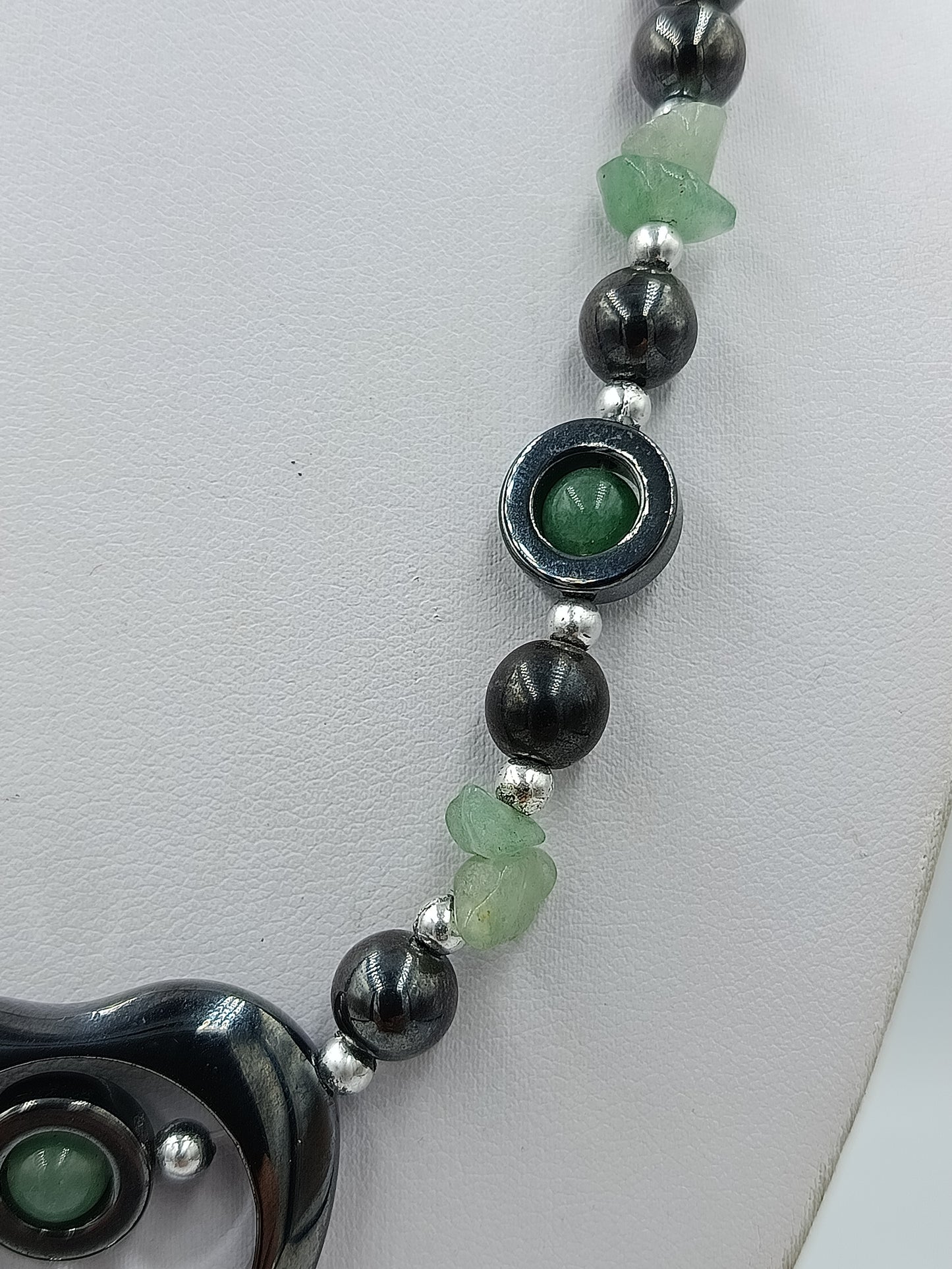 Vintage Statement Kette Hematit Gruen Schmuck Collier