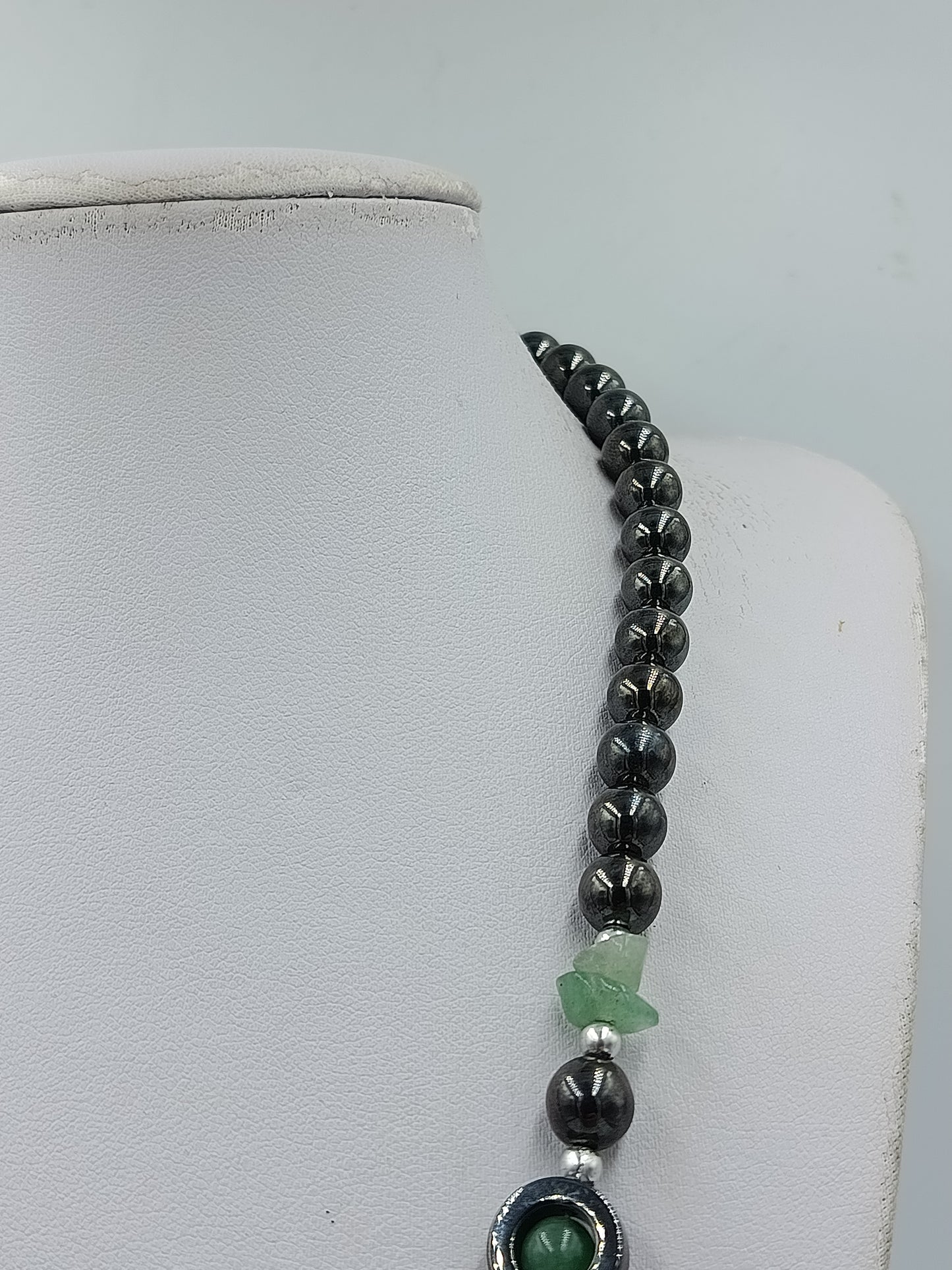Vintage Statement Kette Hematit Gruen Schmuck Collier