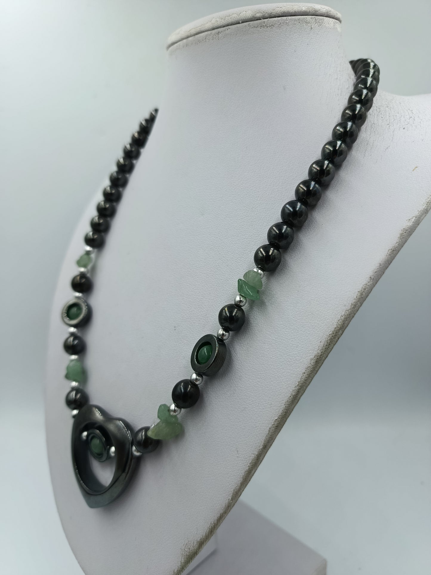 Vintage Statement Kette Hematit Gruen Schmuck Collier