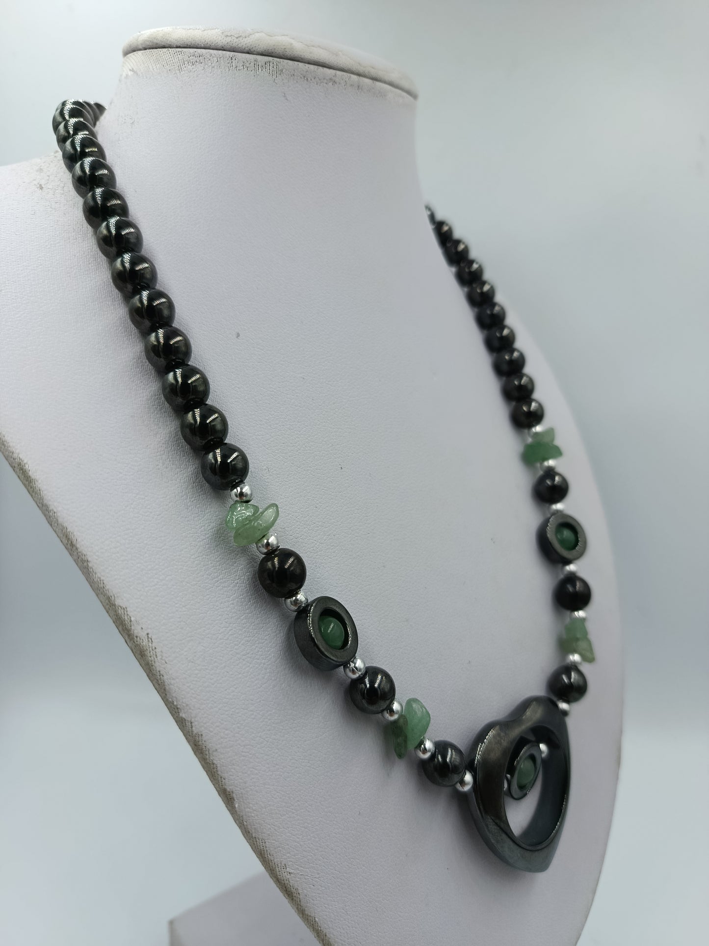 Vintage Statement Kette Hematit Gruen Schmuck Collier