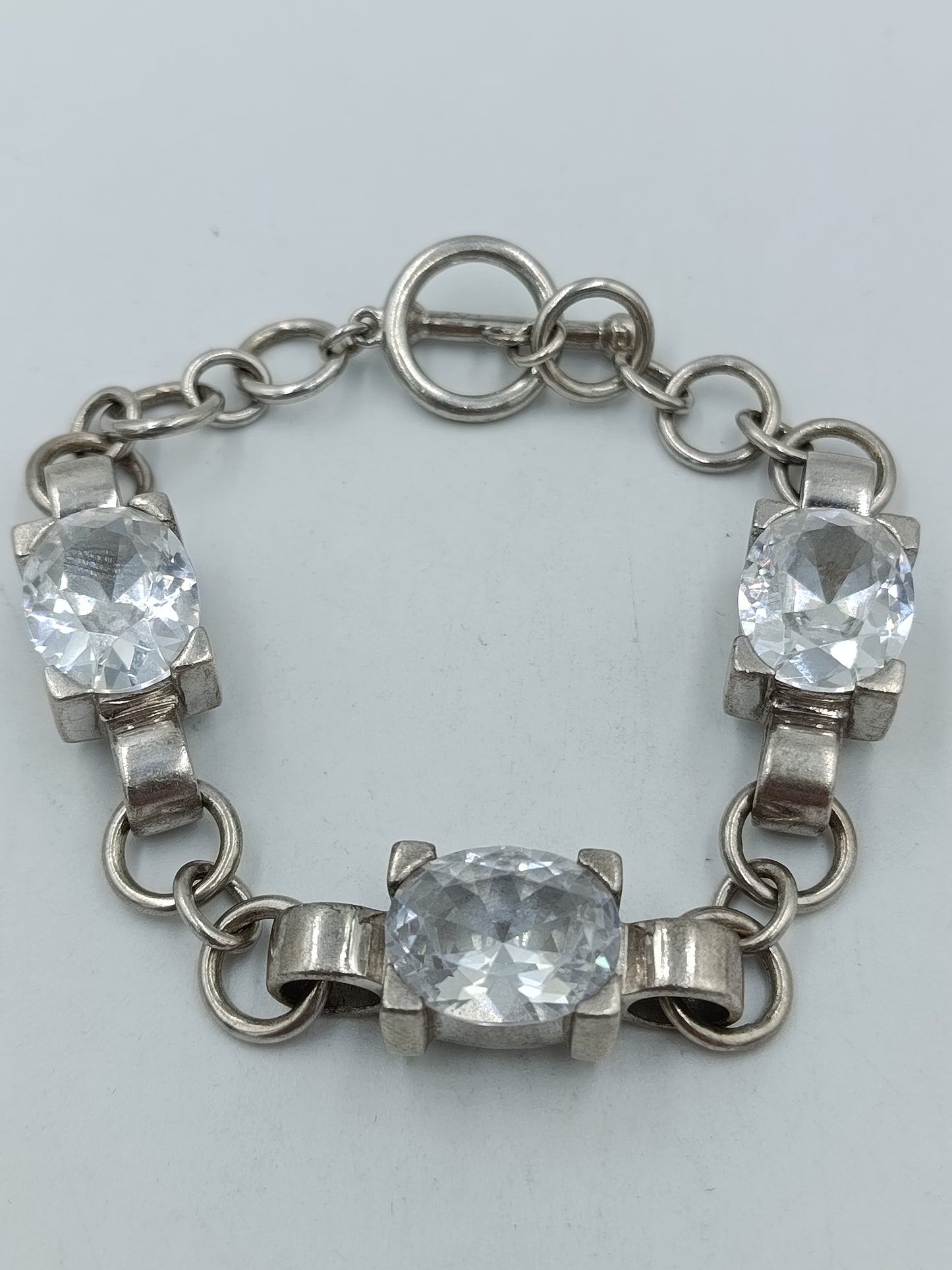 Elegantes Vintage 925 Silber Armband mit Kristall Steinen
