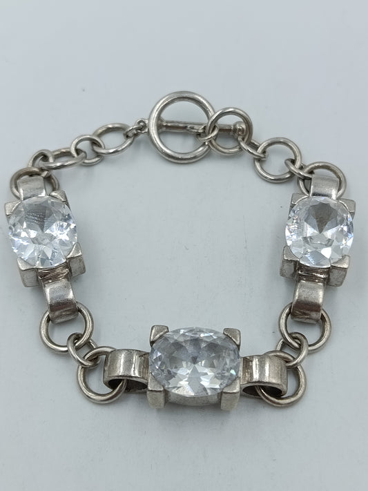 Elegantes Vintage 925 Silber Armband mit Kristall Steinen