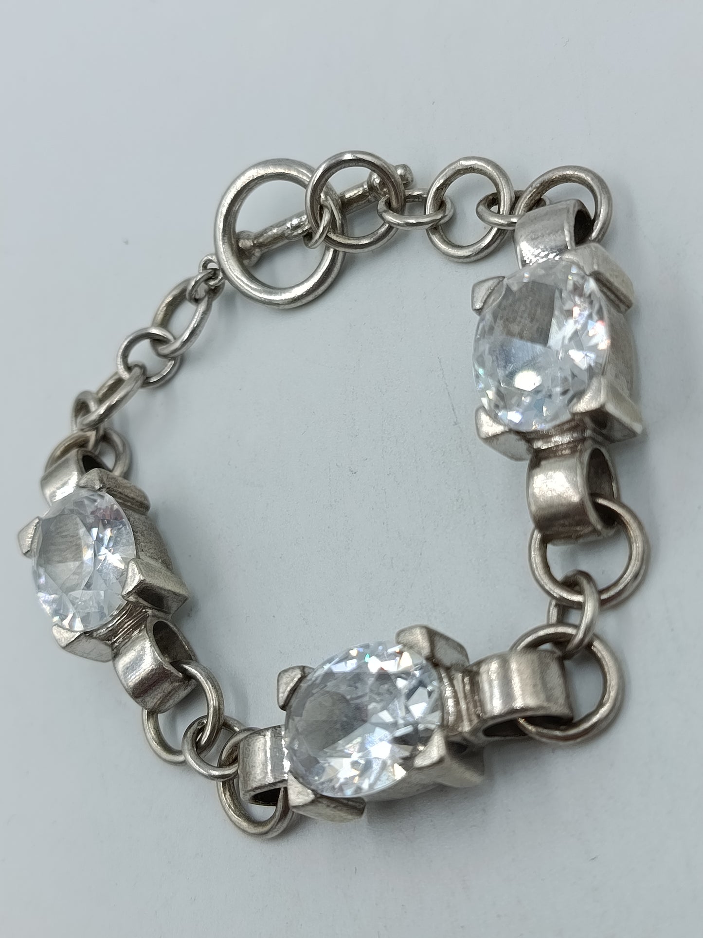 Elegantes Vintage 925 Silber Armband mit Kristall Steinen