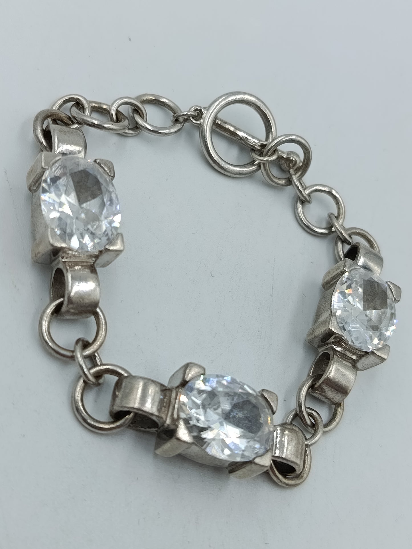 Elegantes Vintage 925 Silber Armband mit Kristall Steinen