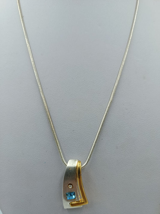 Vintage Design Halskette Silber Goldfarbe Kristall