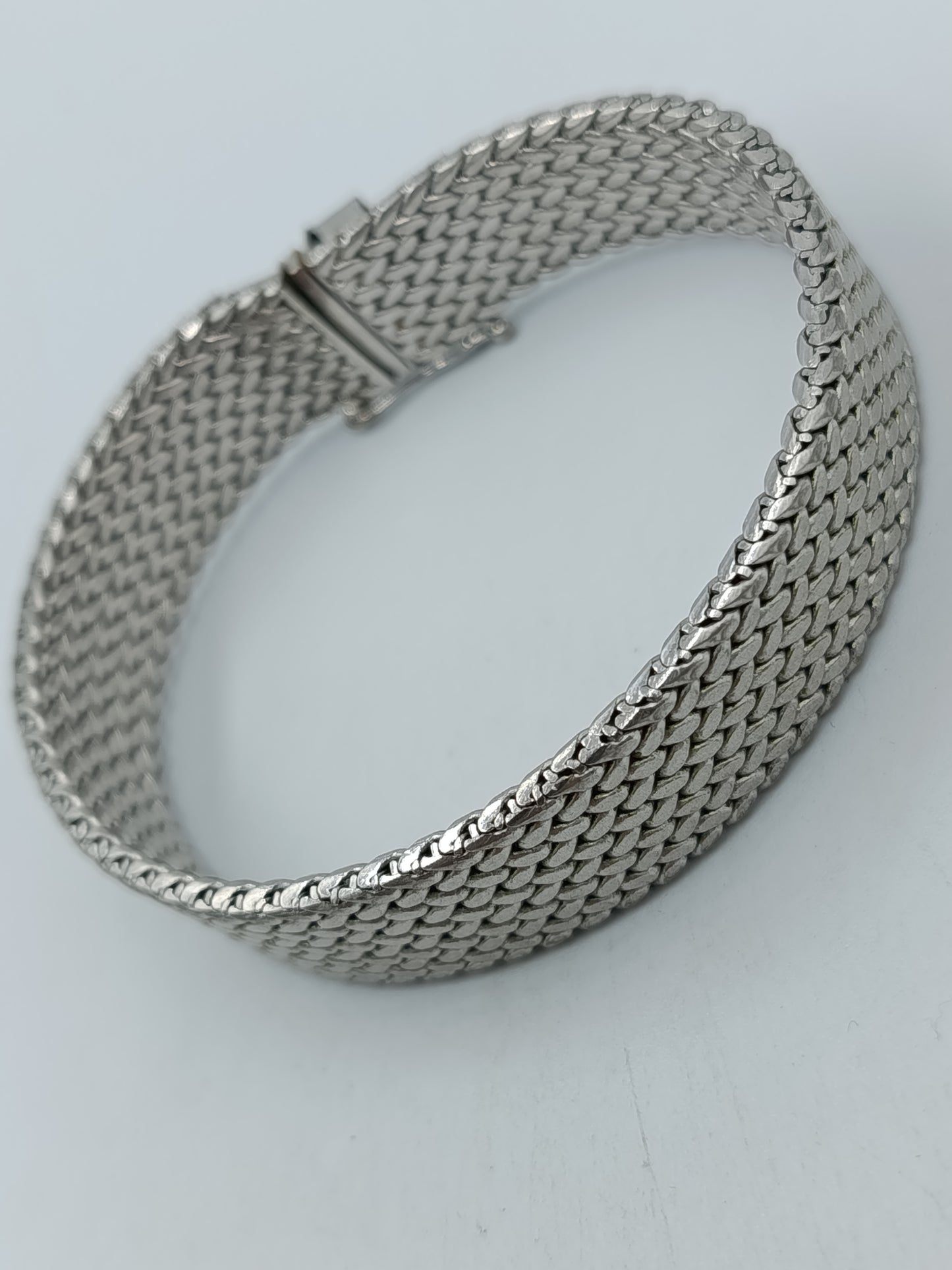 Vintage Mesh Armband Silberfarben Breites Design