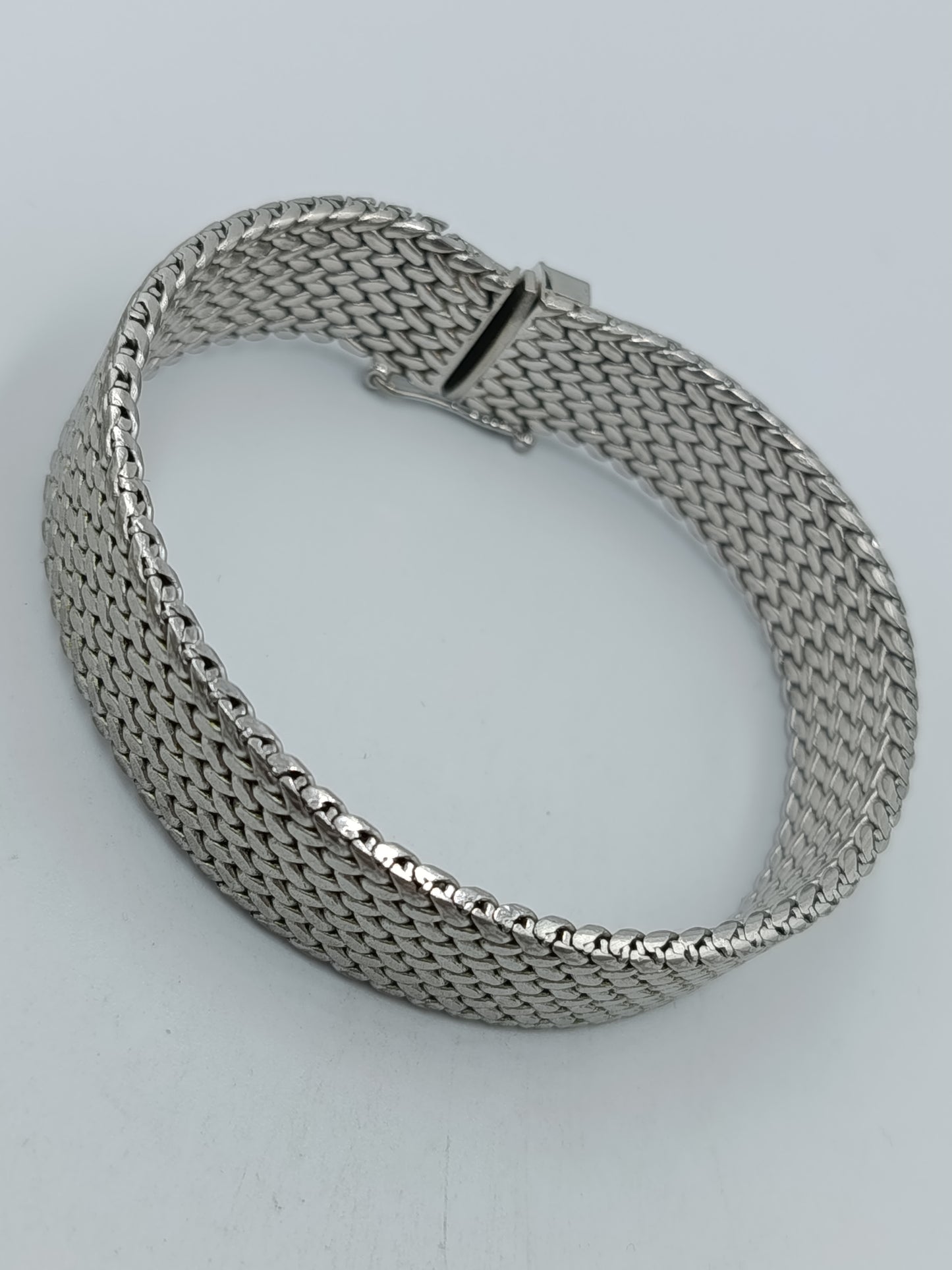 Vintage Mesh Armband Silberfarben Breites Design