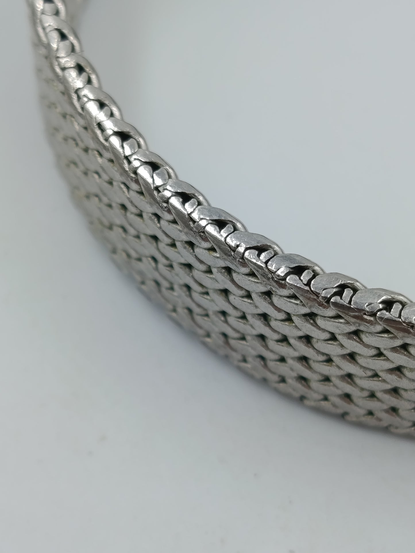 Vintage Mesh Armband Silberfarben Breites Design