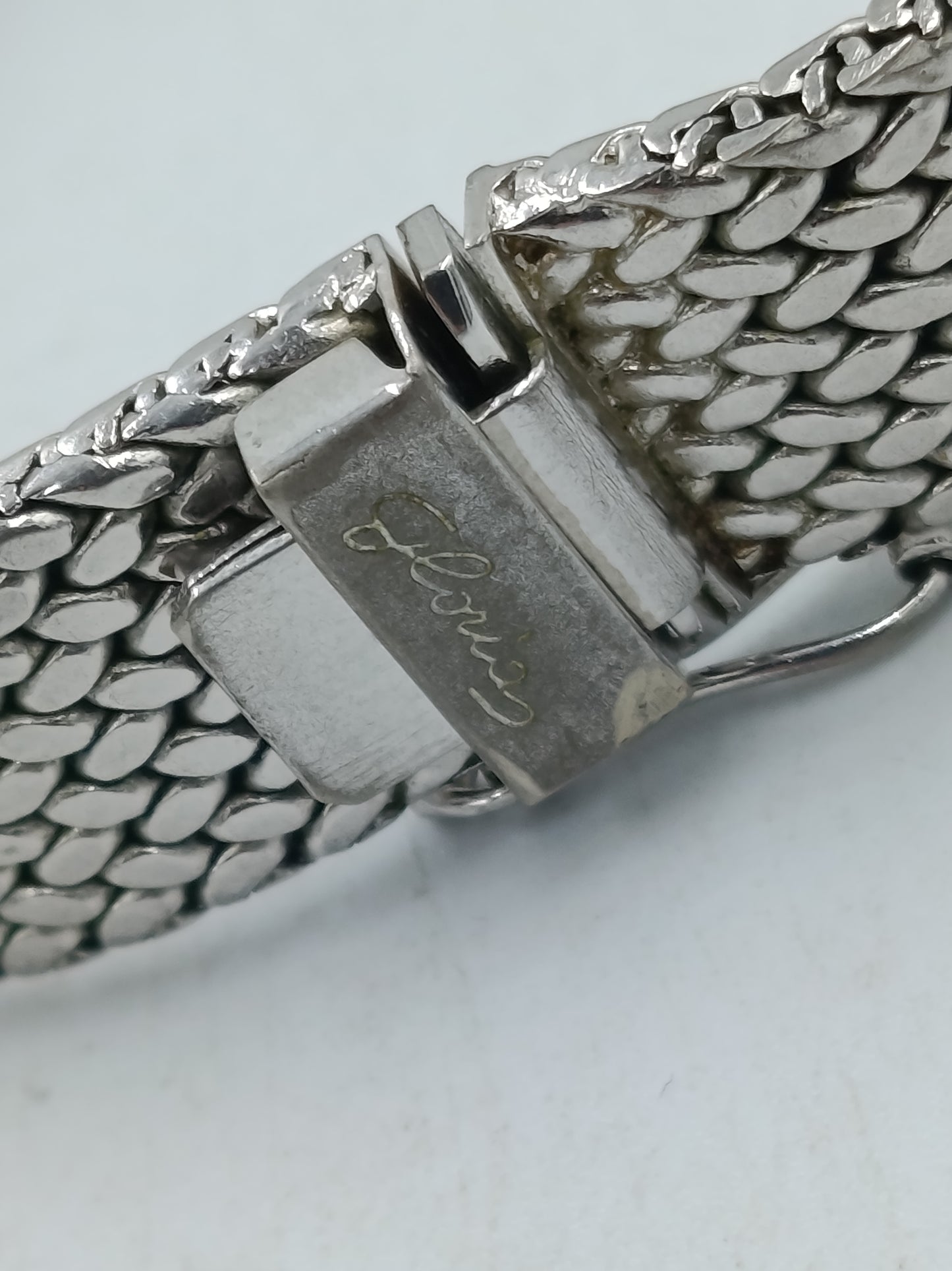 Vintage Mesh Armband Silberfarben Breites Design