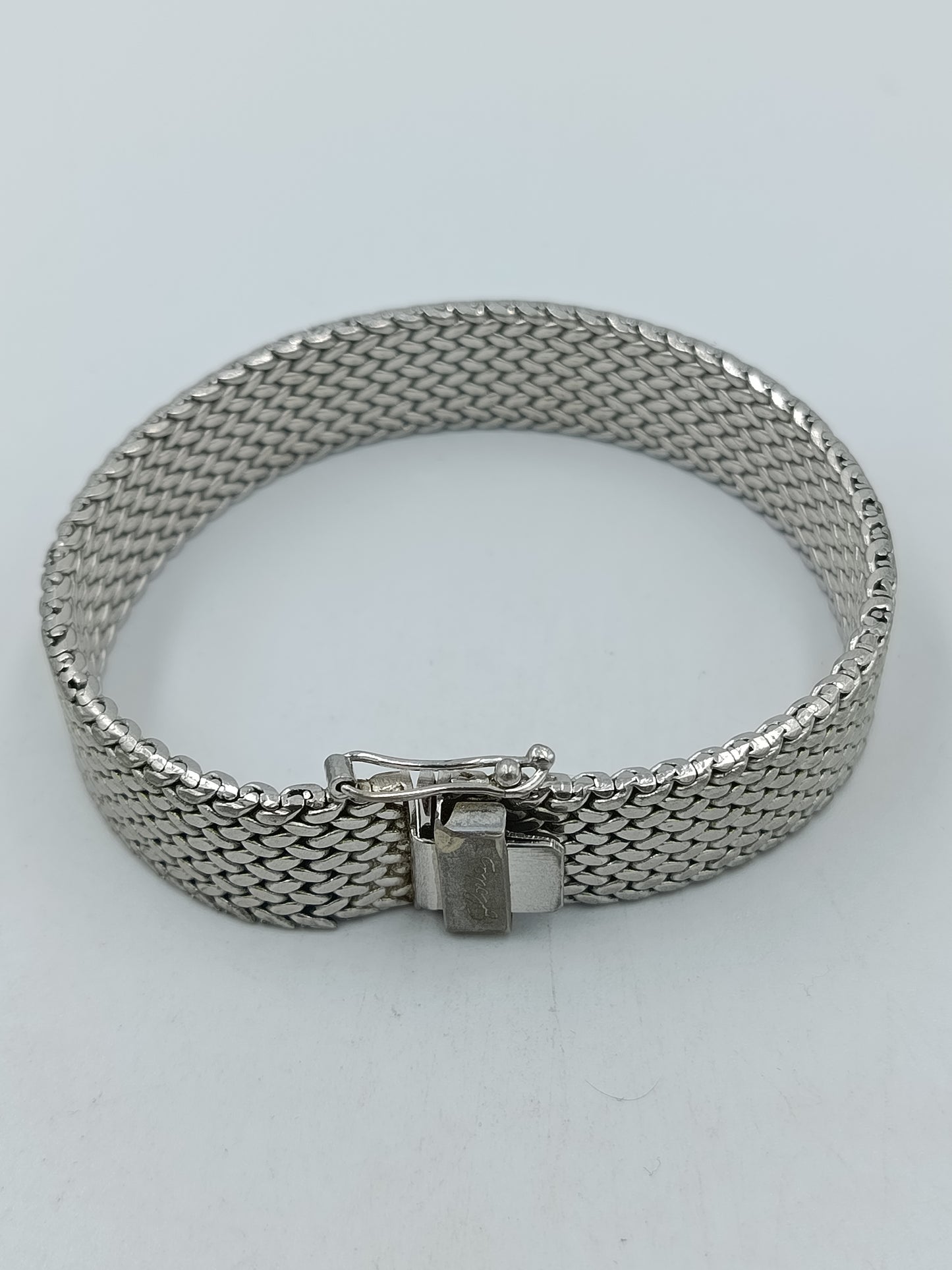 Vintage Mesh Armband Silberfarben Breites Design