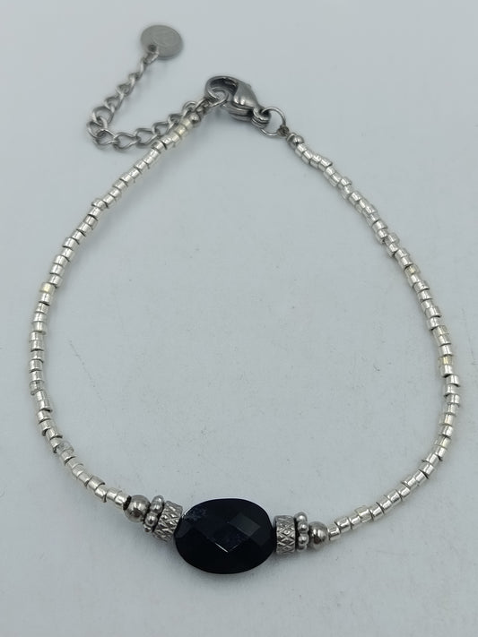 Vintage Armband Versilbert Mit Dunkelblau