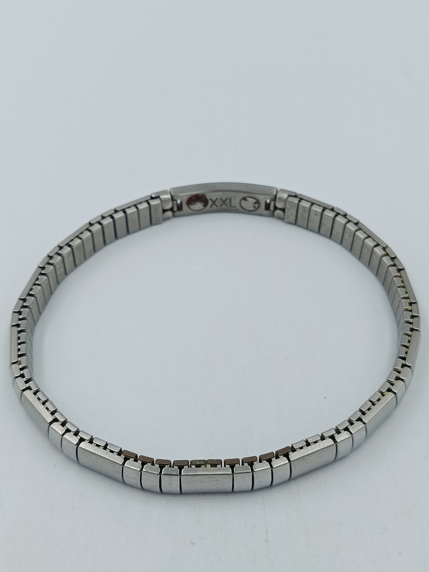 Elastisches Edelstahl Armband XXL Silberfarben Modern