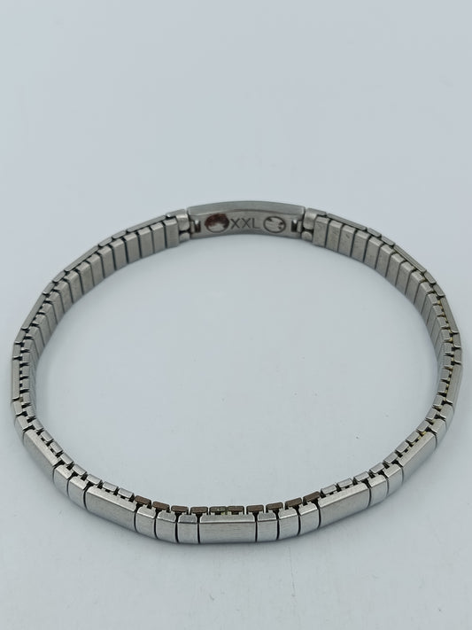Elastisches Edelstahl Armband XXL Silberfarben Modern