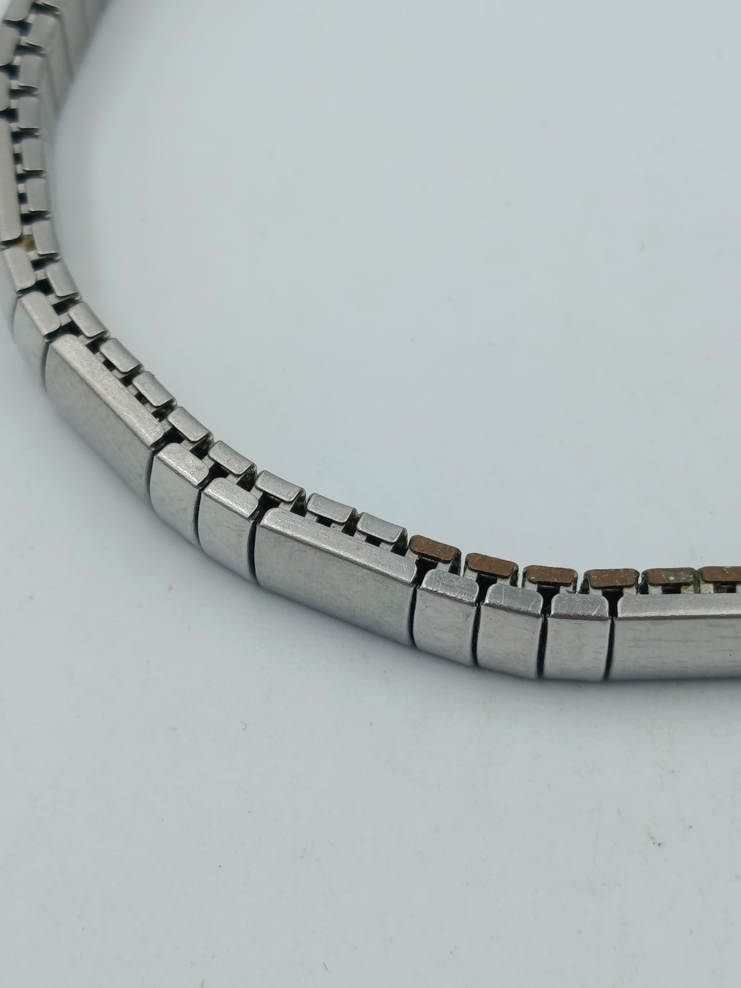 Elastisches Edelstahl Armband XXL Silberfarben Modern