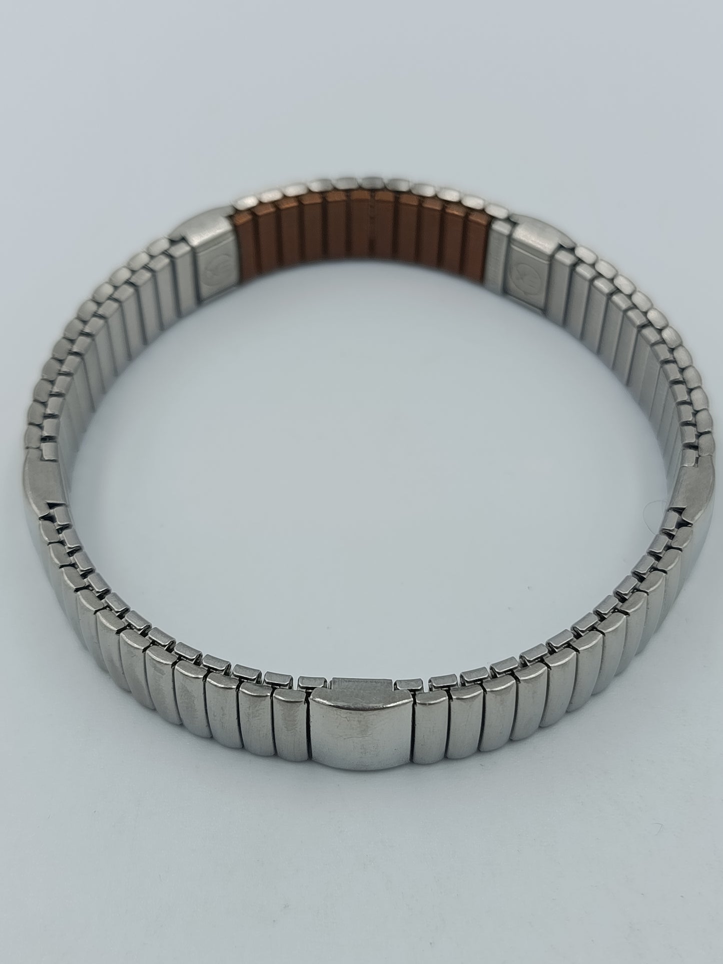 Elastisches Edelstahl Armband Silber Braun Modern