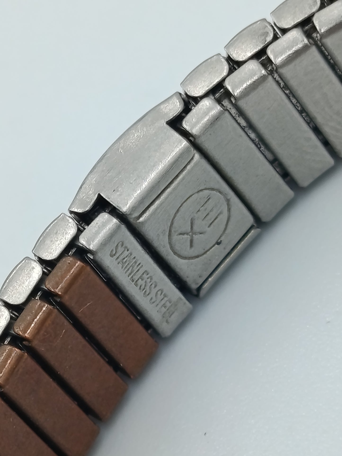 Elastisches Edelstahl Armband Silber Braun Modern