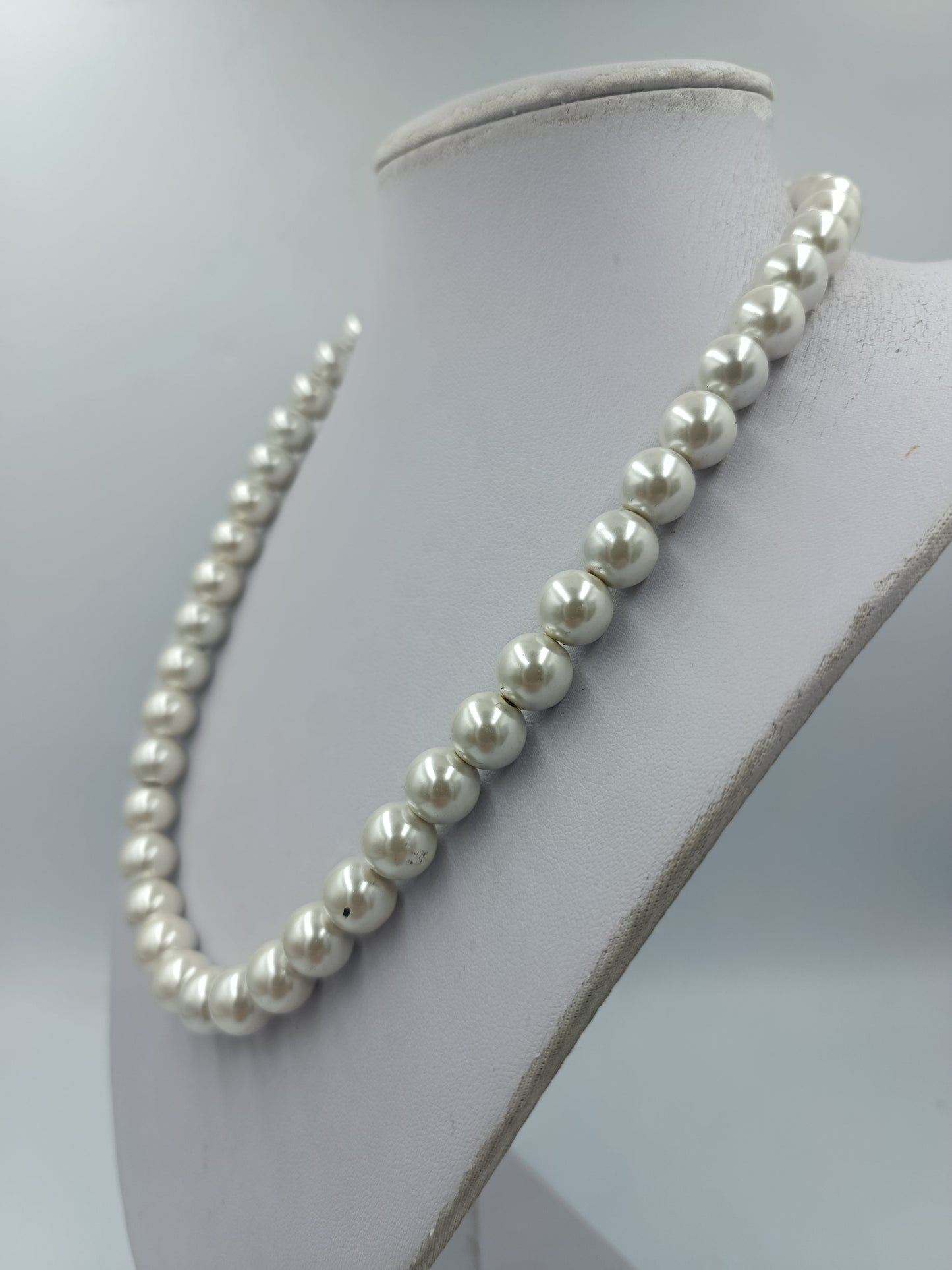 Vintage Perlenkette Weiß Magnetverschluss
