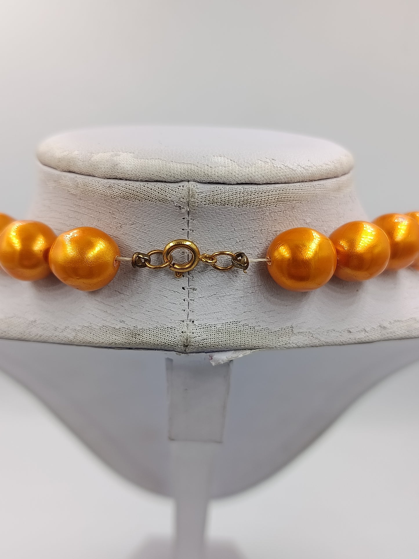Vintage Perlenkette Orange Große Perlenkette