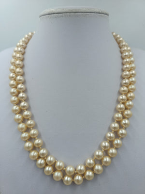 Vintage Doppelreihige Perlenkette Elegant Creme
