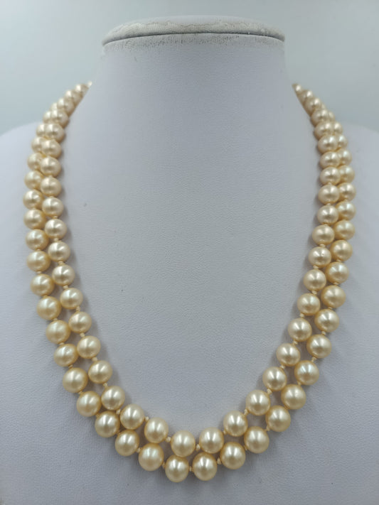 Vintage Doppelreihige Perlenkette Elegant Creme