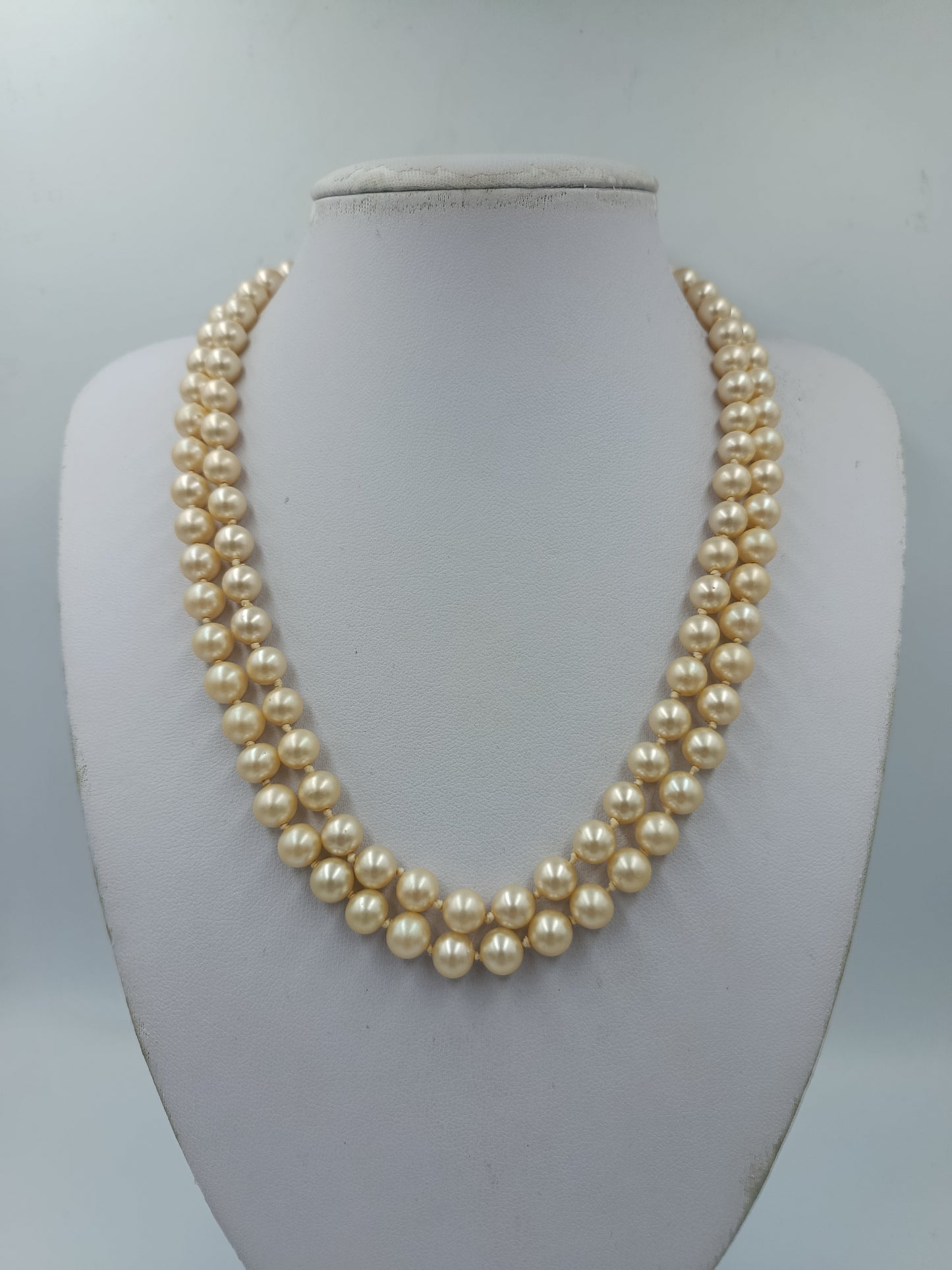 Vintage Doppelreihige Perlenkette Elegant Creme